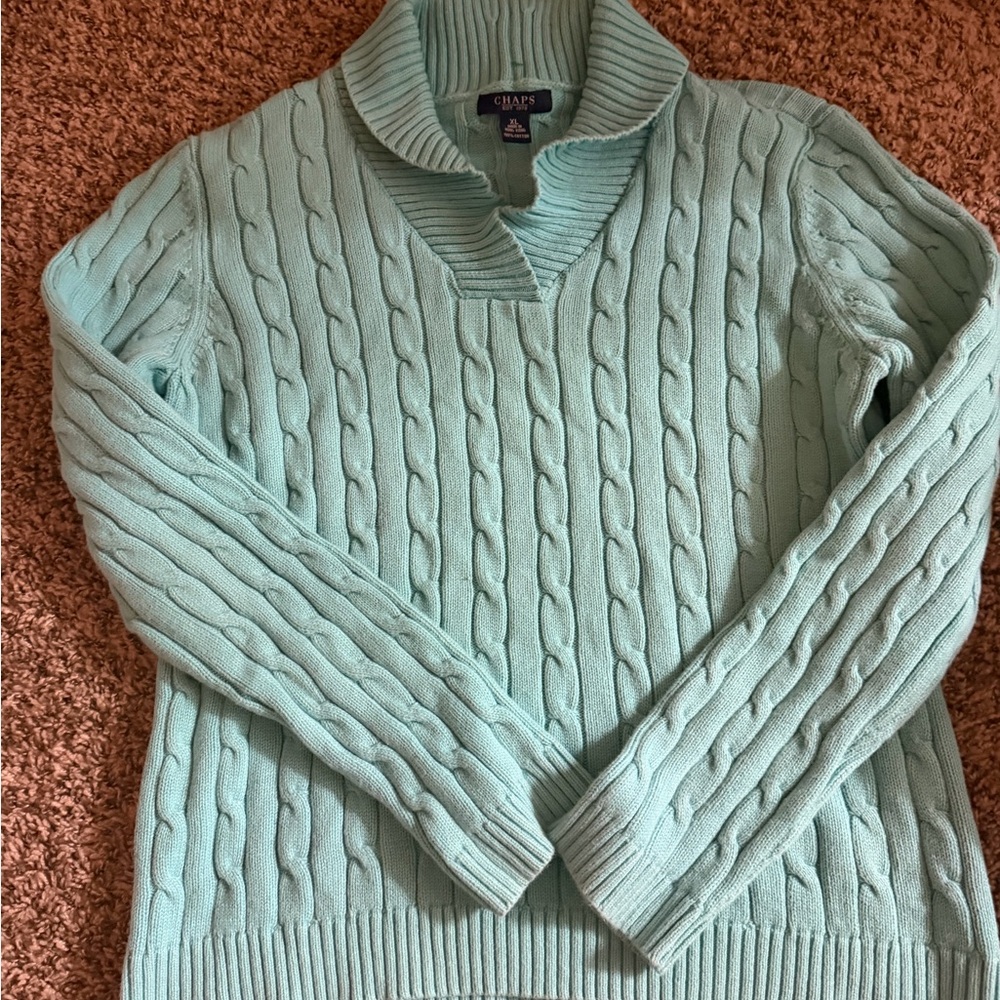 Chaps Light Blue Cable Knit Sweater